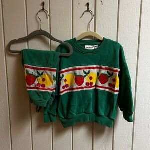 Mini Rodini Green Fruit Pattern Sweatshirt Set